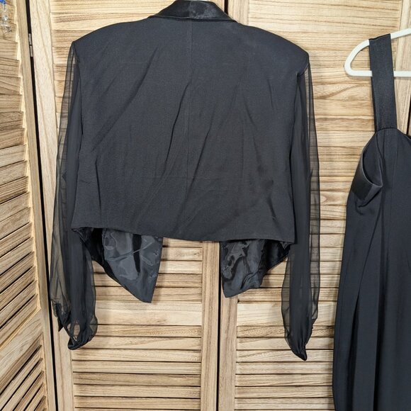 VINTAGE John Philips Black Formal Dress and Jacket Set with Sheer Sleeves  2X - Picture 9 of 11